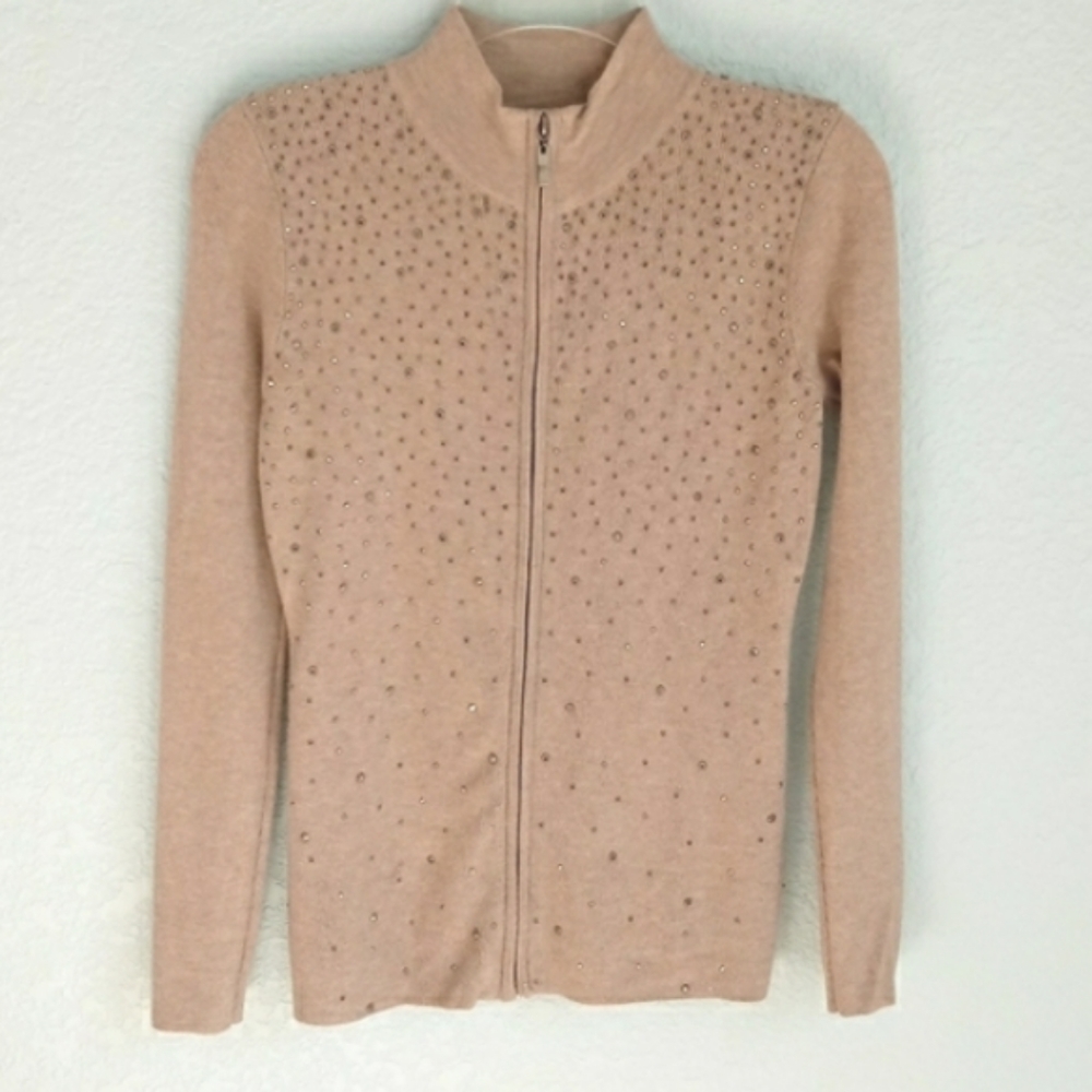 LIQUID by Sioni | Rhinestone Zip Up Cardigan PS
